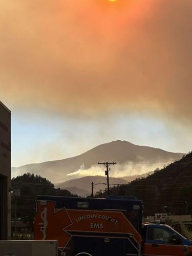 Smoky sky over Lincoln County EMS ambulance